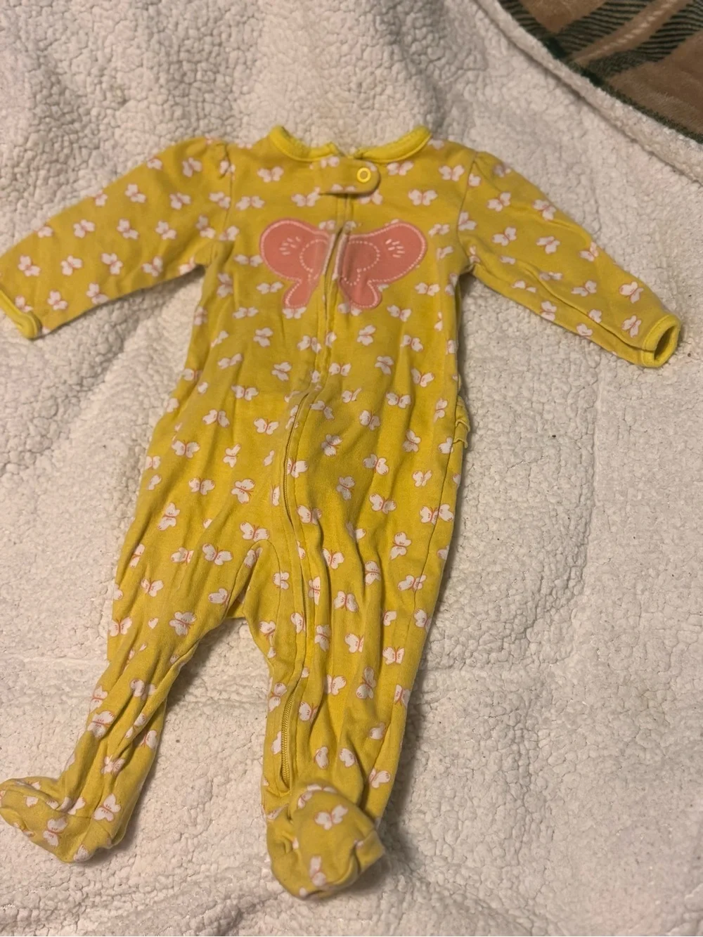 Carter's Yellow Footed One-Piece with Pink Butterfly